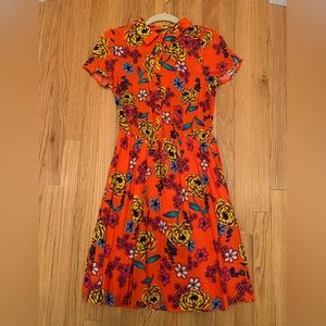 ModCloth Floral Orange/Red Tshirt dress, small